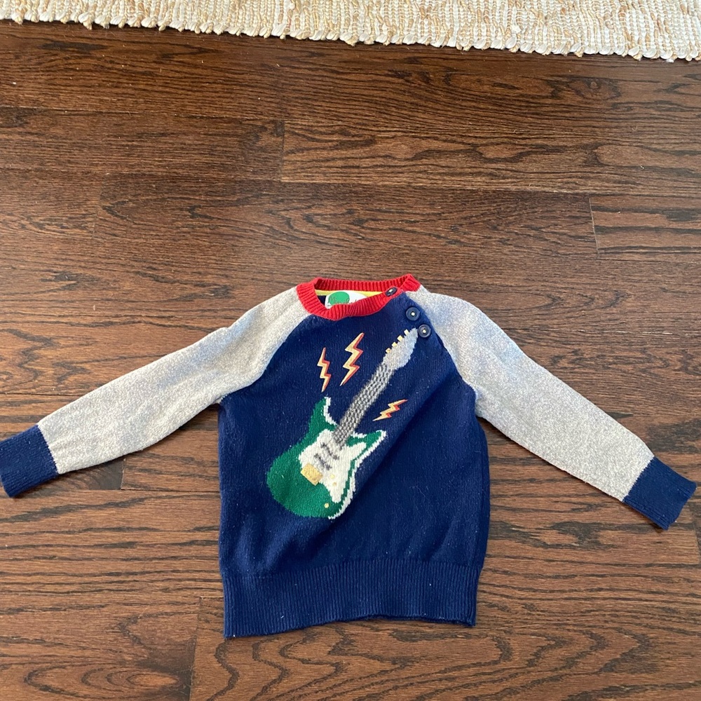 Mini Boden boys sweater size 2/3 guitar design navy